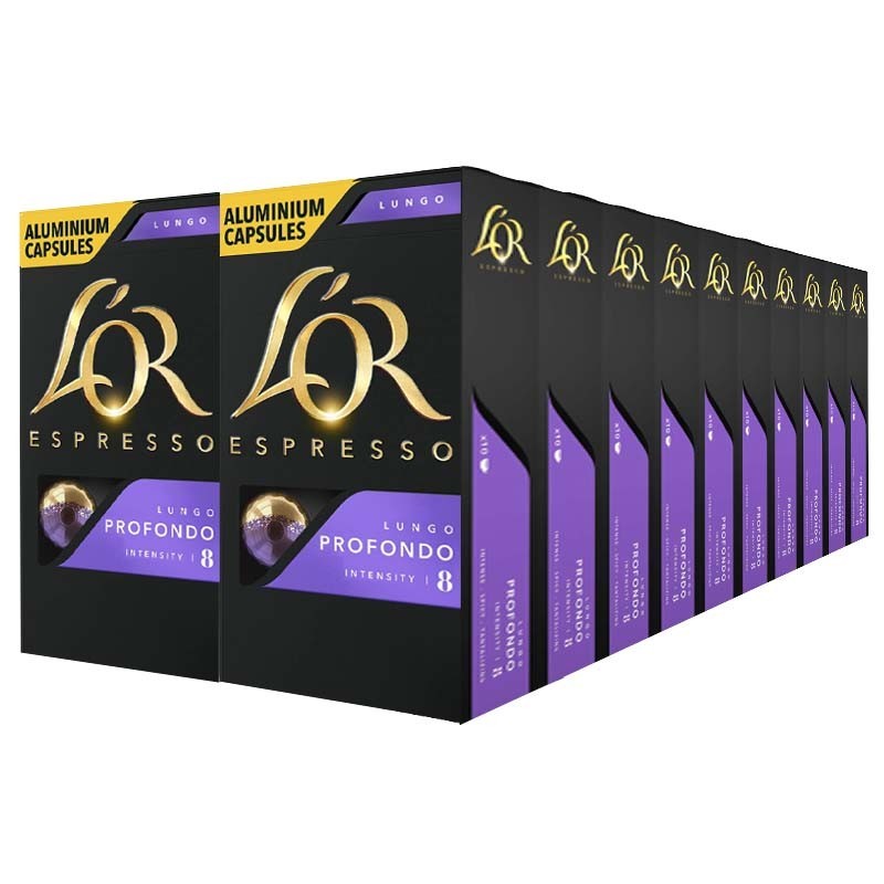 Lungo Profondo L'or 20 cajas compatible Nespresso 200 cápsulas
