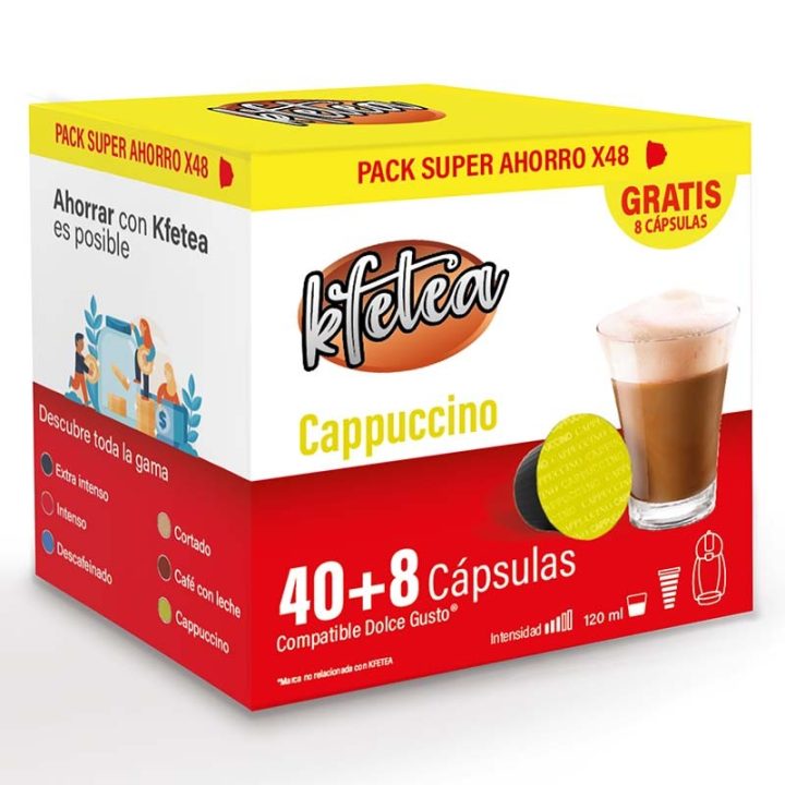 Cappuccino Dolce gusto compatible marca Kfetea 48 cápsulas, Formato Super Ahorro