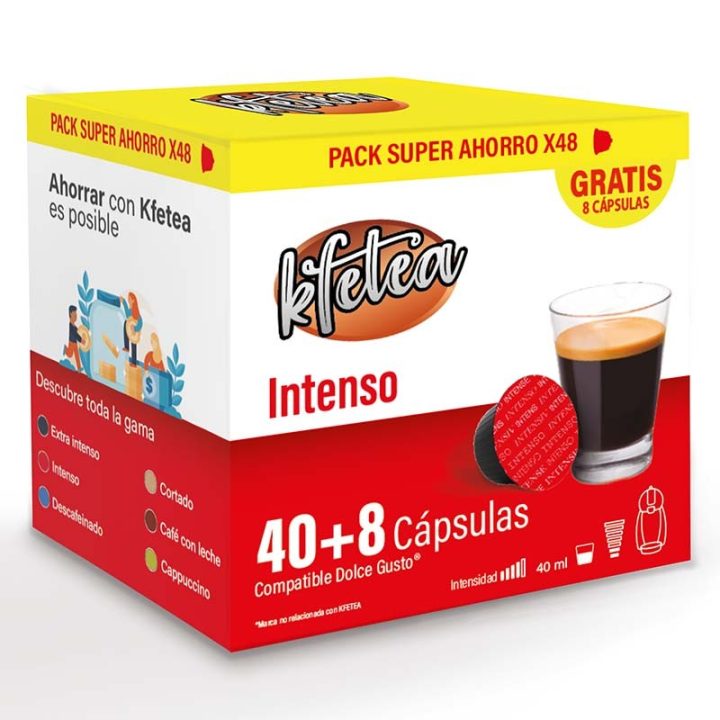 Intenso Dolce gusto compatible marca Kfetea 48 cápsulas, Formato Super Ahorro