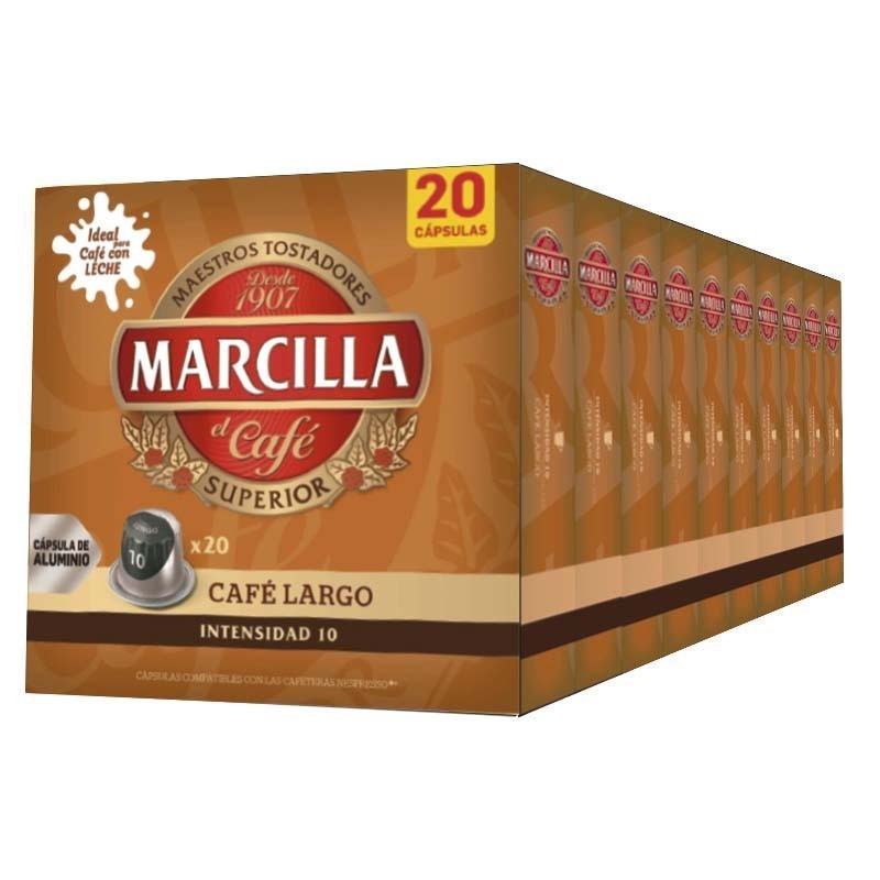 Café Largo Marcilla 10 cajas de 20 cápsulas compatibles Nespresso