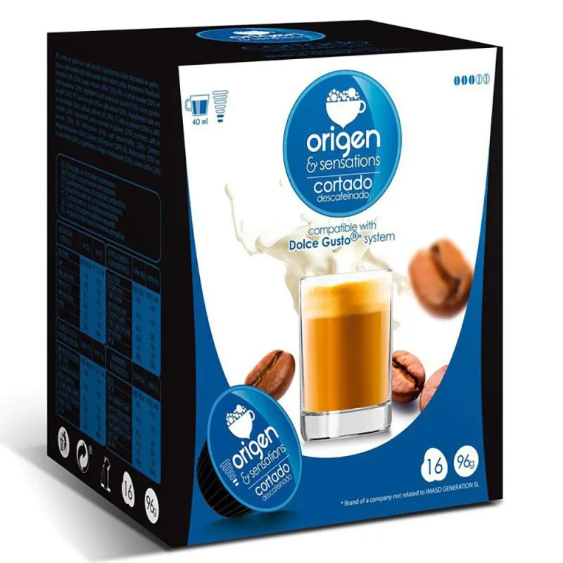 CORTADO DESCAFEINADO, 16 cápsulas ORIGEN Sensations compatibles Dolce Gusto CORTADO DESCAFEINADO, 16 cápsulas ORIGEN Sensations compatibles Dolce Gusto