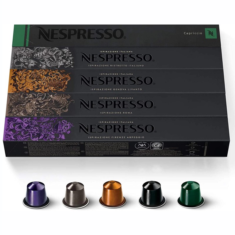 5 variedades Nespresso surtidas, 50 cápsulas originales