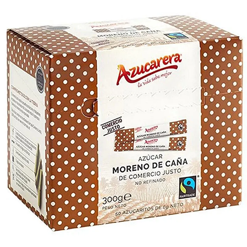 Azúcar Moreno de Caña Integral de Comercio Justo, 50 sobres La azucarera Azúcar Moreno de Caña Integral de Comercio Justo, 50 sobres La azucarera