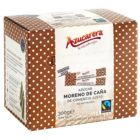 Azúcar Moreno de Caña Integral de Comercio Justo, 50 sobres La azucarera Azúcar Moreno de Caña Integral de Comercio Justo, 50 sobres La azucarera