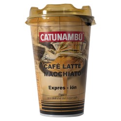 Café Latte Macchiato Catunambú para llevar. Professional Spanish Premium Coffe 220ml.