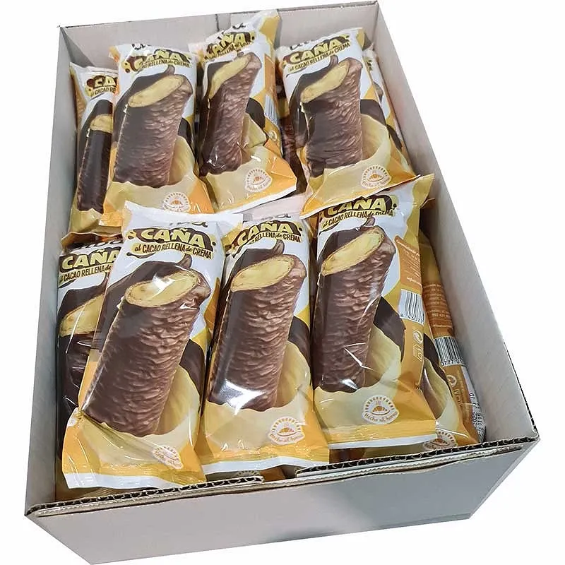 caja Caña rellena de crema-choco Alba. Caja de 35 unidades