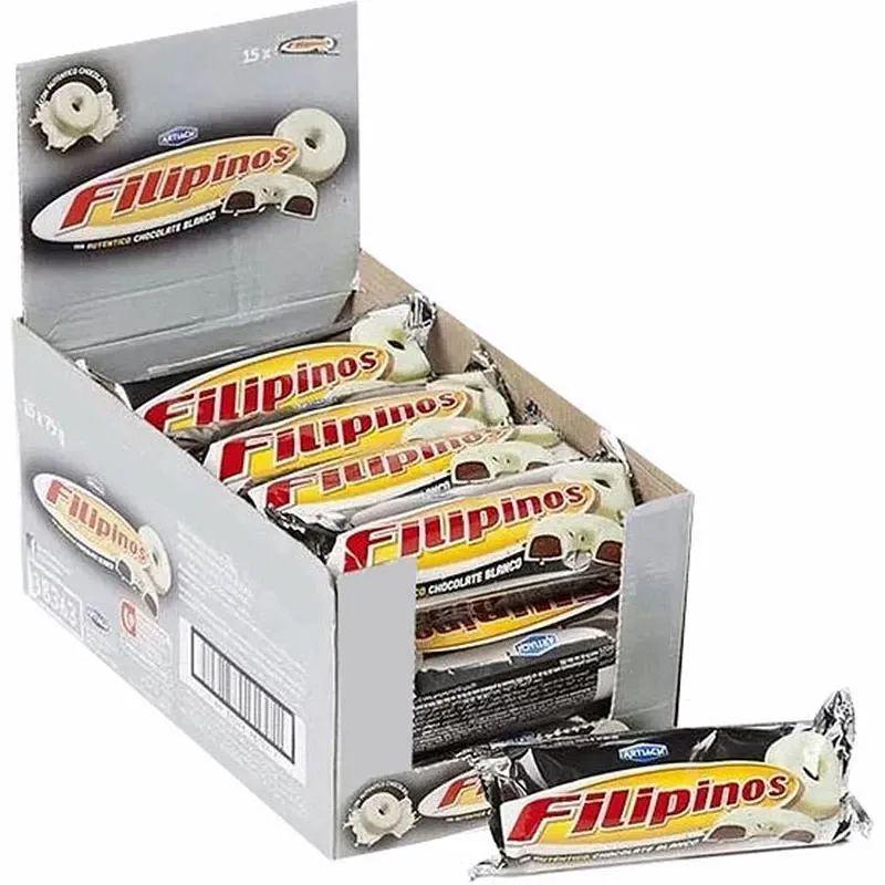 Caja Filipinos chocolate blanco Artiach 75gr, 15 ud.