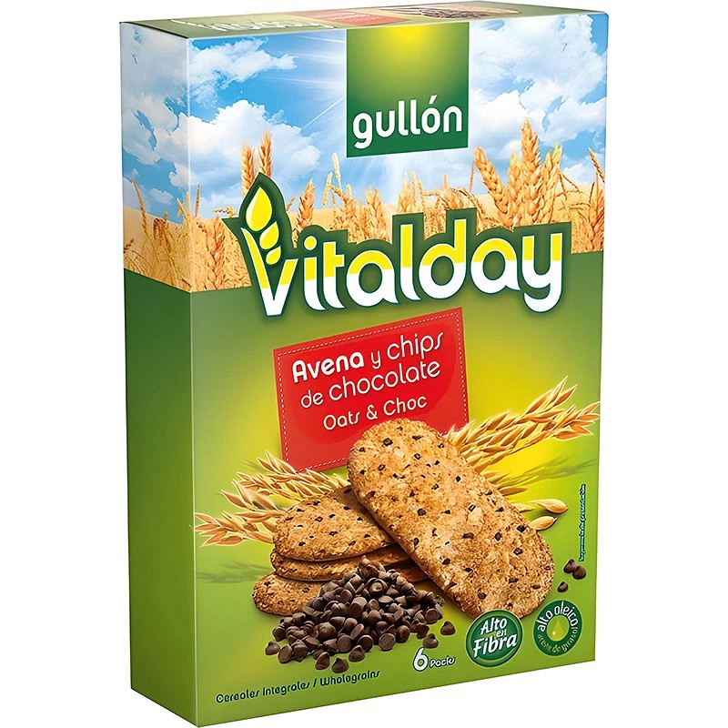 Vitalday Avena y chips de chocolate caja de 6 paquetes Gullon