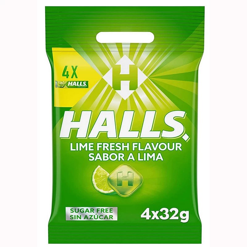 Halls Lima, caramelos Halls 4 sticks de 32 gramos