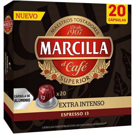 Extra Intenso Marcilla, 20 cápsulas de aluminio compatibles con Nespresso