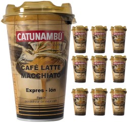10 Café Latte Macchiato Catunambu para llevar. Professional Spanish Premium Coffe 220ml.