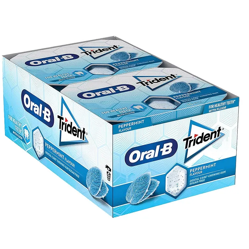 Chicles Trident Oral-B Peppermint, caja 12 paquetes X 10 chicles Chicles Trident Oral-B Peppermint, caja 12 paquetes X 10 chicles
