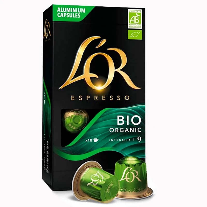 Lor Bio , 10 capsulas de cafe, compatibles con Nespresso