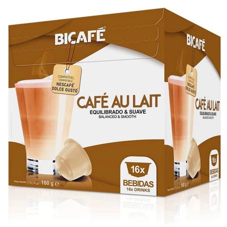Café con leche Bicafé, 16 cápsulas compatibles con Dolce Gusto