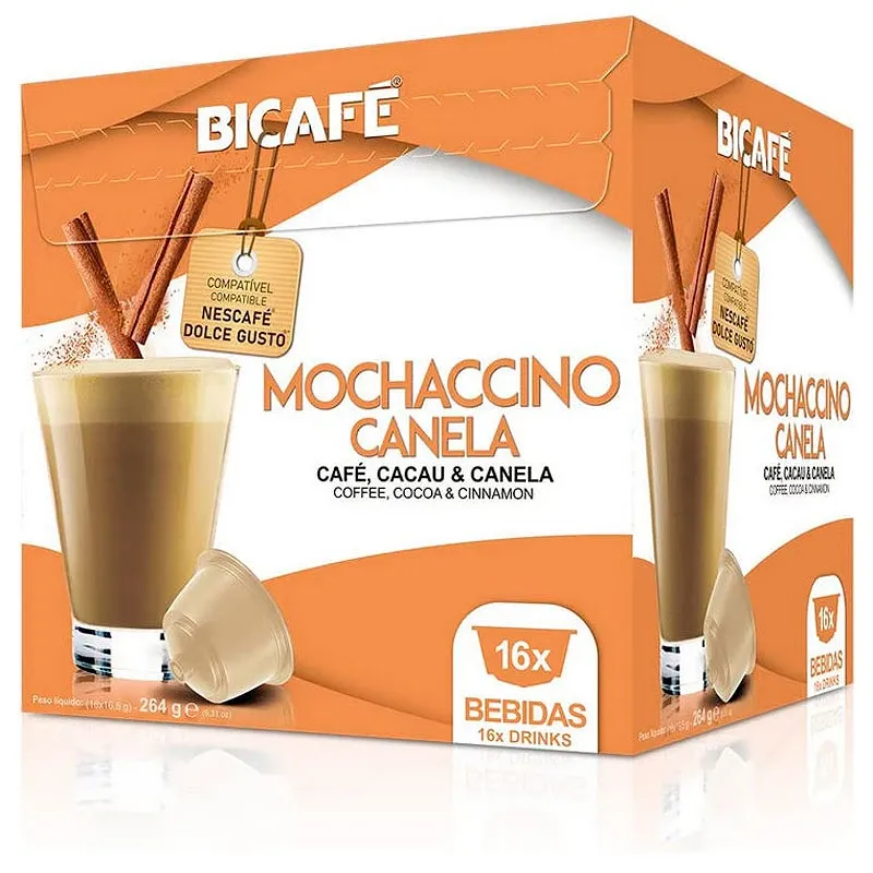 Mocachino con canela Bicafé, 16 cápsulas compatibles con Dolce Gusto Mocachino con canela Bicafé, 16 cápsulas compatibles con Dolce Gusto