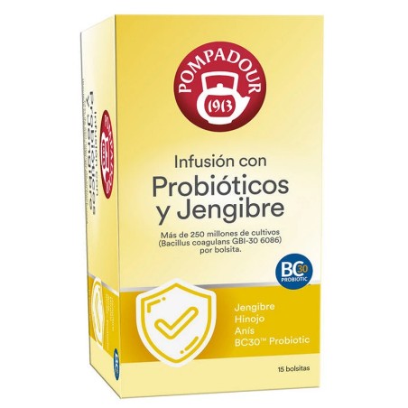 Infunsión con Probióticos y Jengibre de Pompadour 15 infusiones