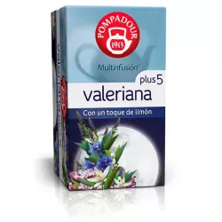 Valeriana Plus 5 de Pompadour, con sabor a limón  20 bolsistas