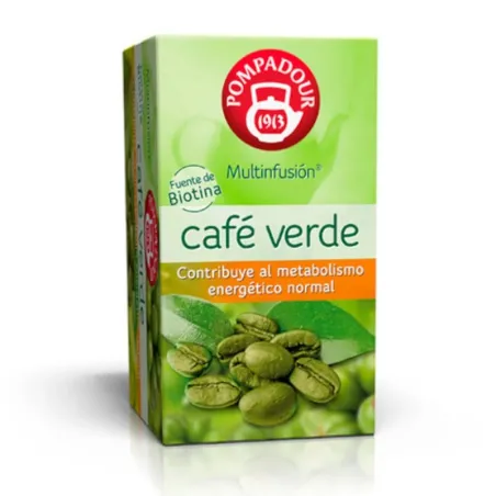 Infusión de café Verde Pompadour 20 bolsitas, contribuye al metabolismo normal Infusión de café Verde Pompadour 20 bolsitas, contribuye al metabolismo normal