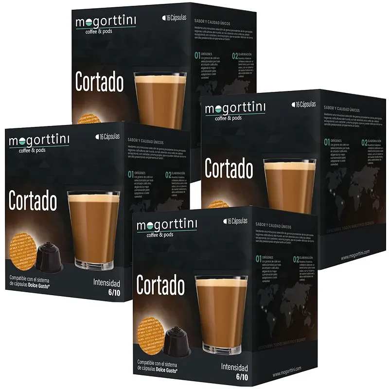 Cortado Mogorttini 4 cajas de 16 cápsulas compatibles Dolce Gusto