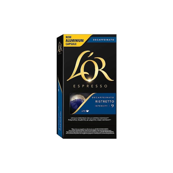 Ristretto descafeinado L'OR, 10 compatibles con NESPRESSO