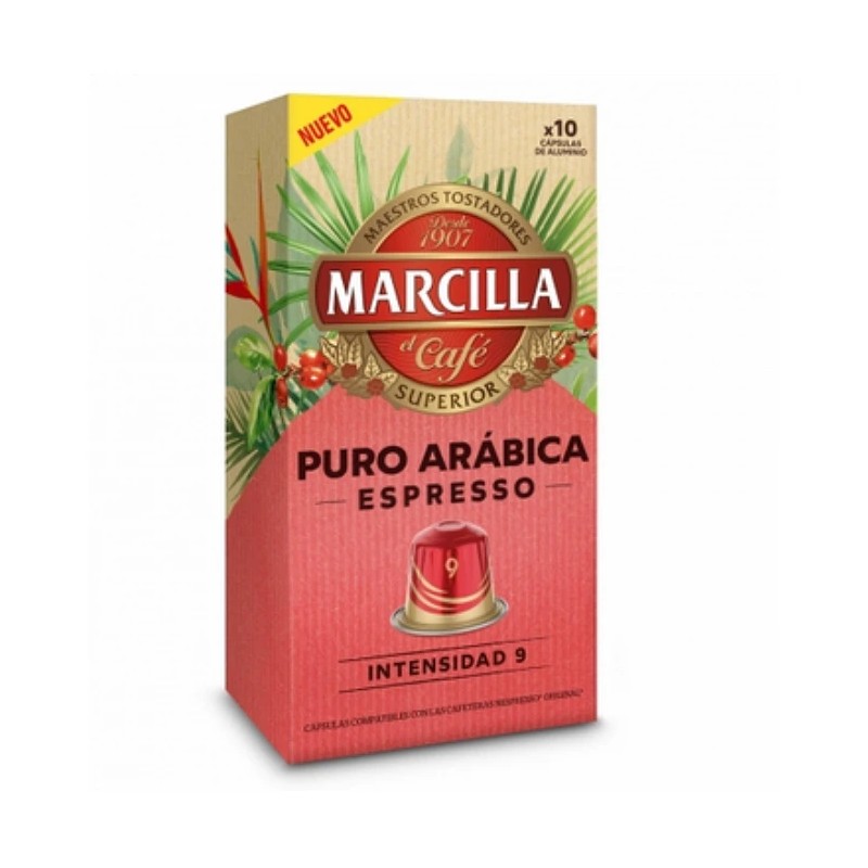 Marcilla Puro Arábica Espresso, 10 cápsulas de aluminio compatibles Nespresso