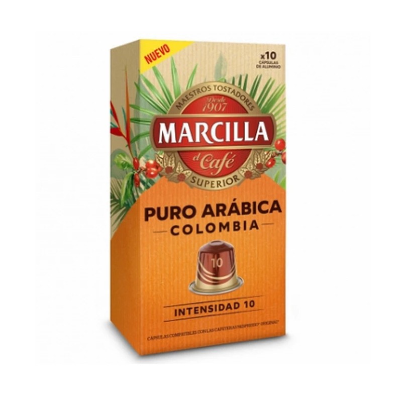 Marcilla Puro Arábica Colombia, 10 cápsulas de aluminio compatibles Nespresso