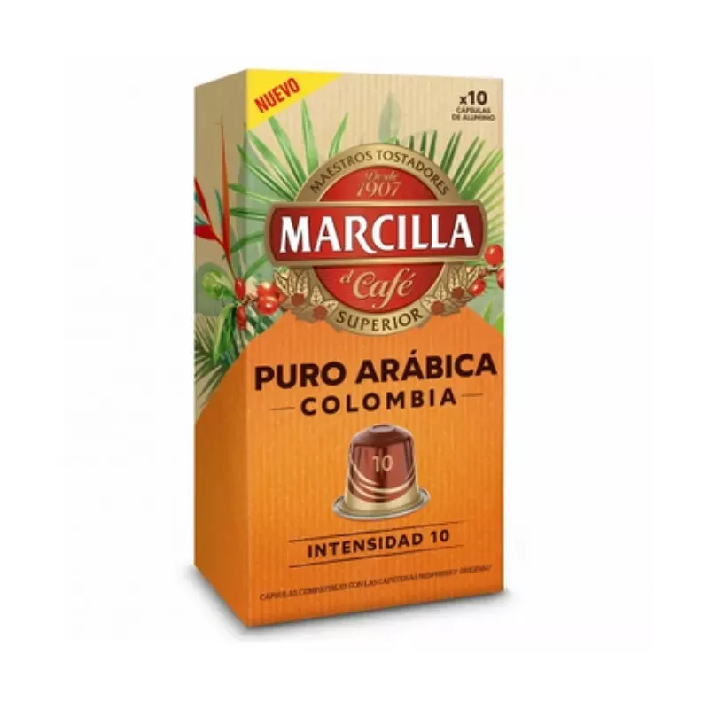 Marcilla Puro Arábica Colombia, 10 cápsulas de aluminio compatibles Nespresso Marcilla Puro Arábica Colombia, 10 cápsulas de aluminio compatibles Nespresso
