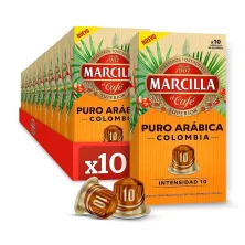 10 cajas Marcilla Puro Arábica Colombia 10 cápsulas de aluminio compatibles Nespresso