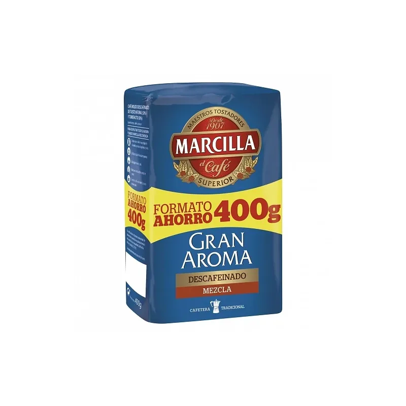 Marcilla molido Gran Aroma Descafeinado Mezcla 50/50 , Formato Ahorro 400 gramos Marcilla molido Gran Aroma Descafeinado Mezcla 50/50 , Formato Ahorro 400 gramos