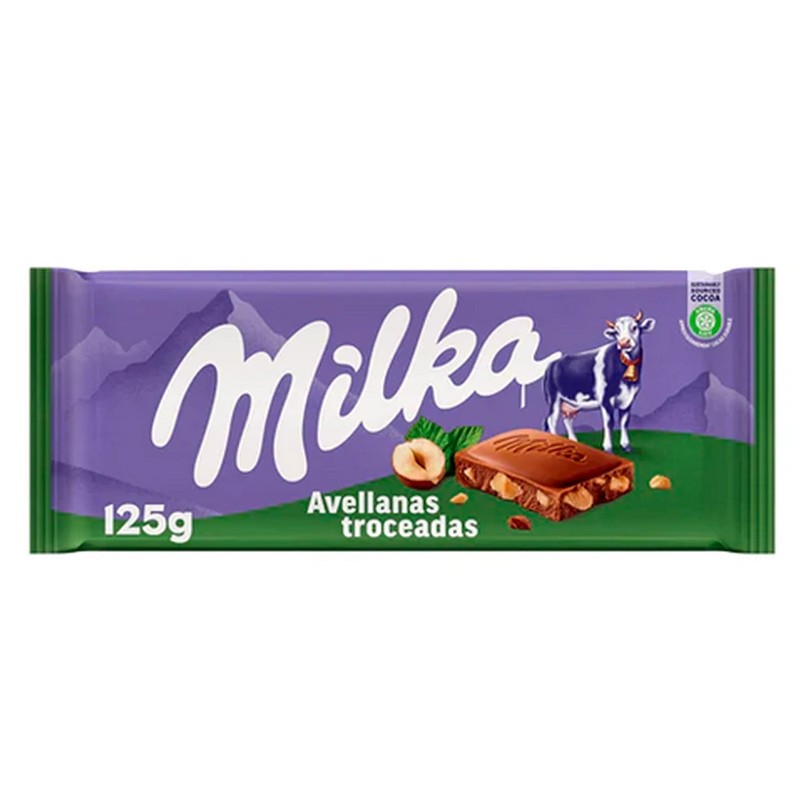 Chocolate con Leche y Avellanas Troceadas Milka. 125g