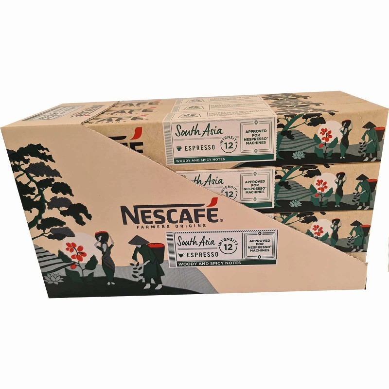 South Asia Espresso Nescafé 120 cápsulas de Aluminio 12 tubos