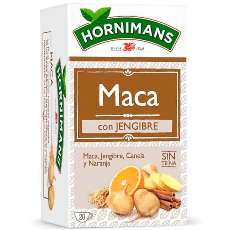 Infusión de Maca con Jengibre, canela y naranja. 20 bolsitas Hornimans