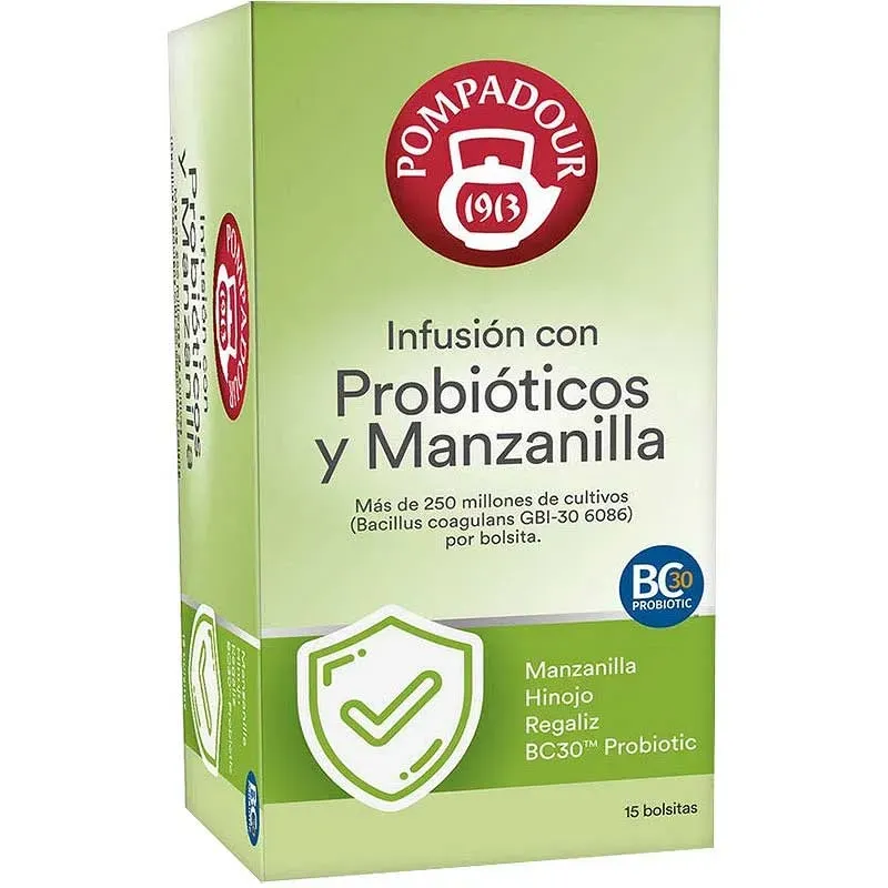 Infusión con Probióticos y Manzanilla de Pompadour 15 bolsitas Infusión con Probióticos y Manzanilla de Pompadour 15 bolsitas