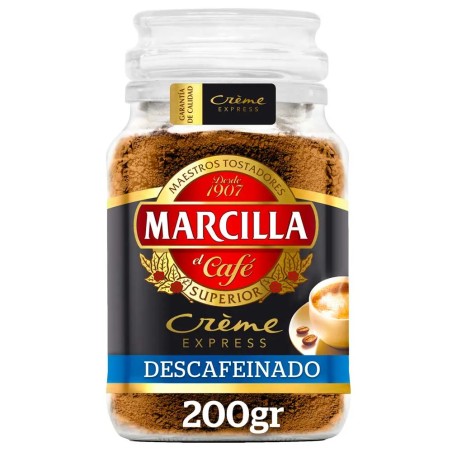 Café Marcilla Creme express Descafeinado soluble  tarro 200 gramos