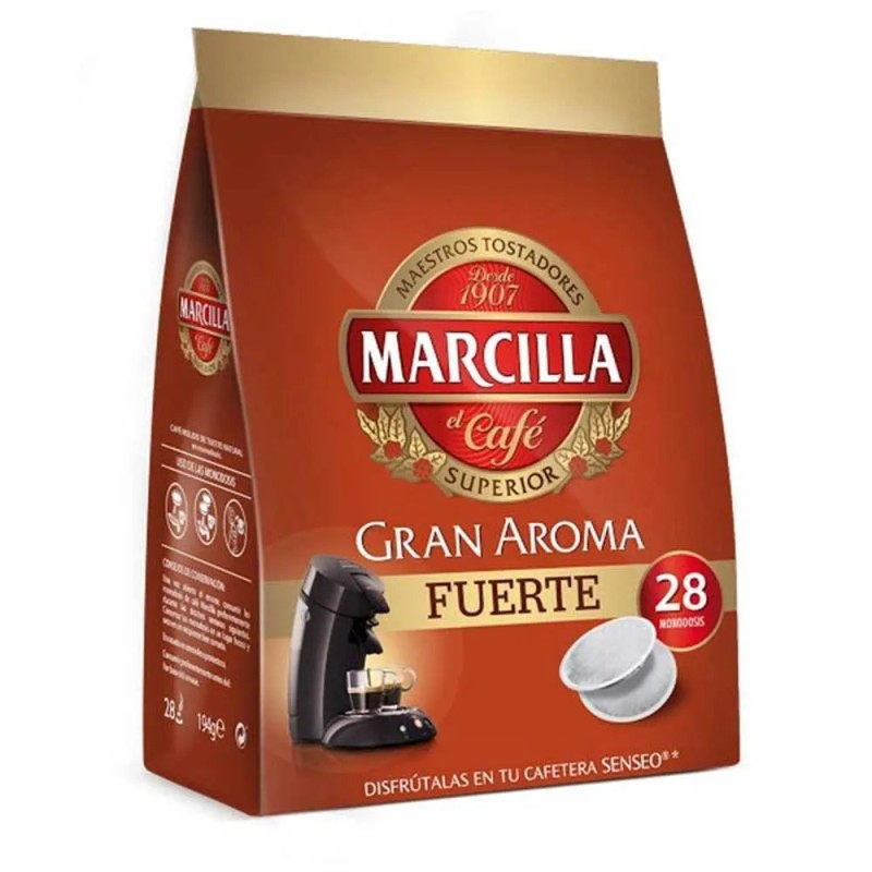 Café FUERTE Marcilla Gran Aroma, 28 monodosis Senseo Marcilla
