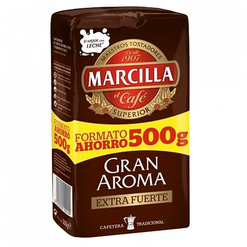Marcilla molido Gran Aroma Extra Fuerte, Formato Ahorro 500 gramos Marcilla molido Gran Aroma Extra Fuerte, Formato Ahorro 500 gramos