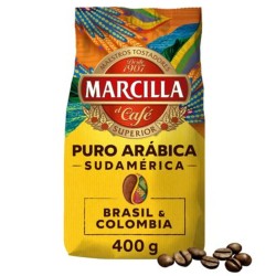 Marcilla Puro Arábica - Sudamérica (Brasil & Colombia). Café en grano 400 gr.
