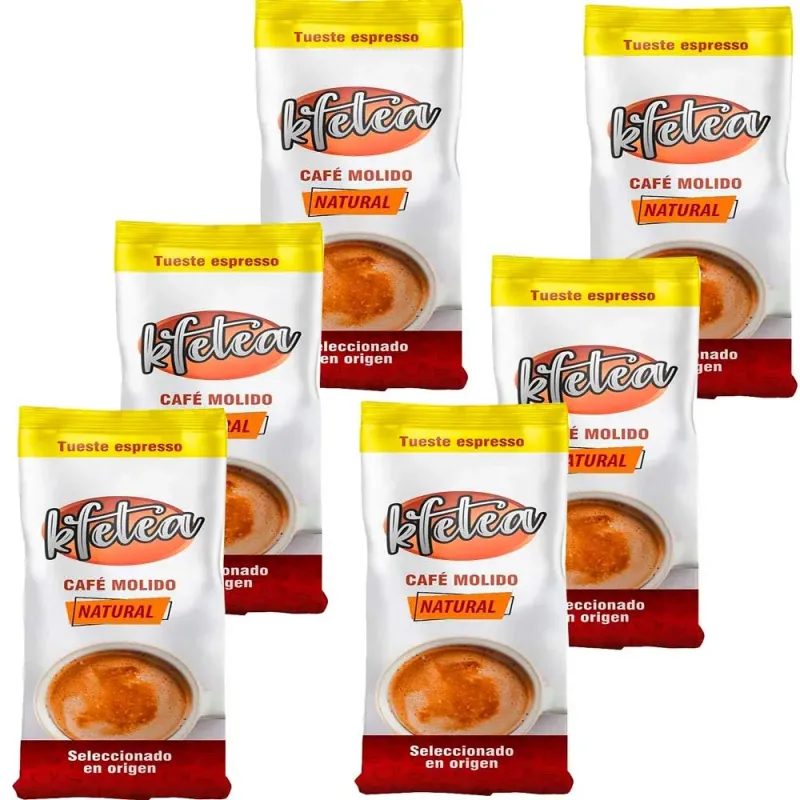 6 paquetes Kfetea Natural café molido 250 Gramos 6 paquetes Kfetea Natural café molido 250 Gramos